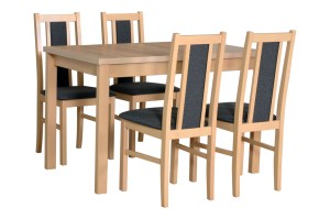 Esstisch ausziehbar Alba 1 + 4 Holzstühle Bos 14