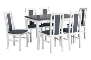Esstisch ausziehbar Alba 2 graphit + 6 Holzstühle Bos 14