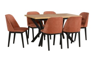 Esstisch ausziehbar Ikon 4 + 6 Holzstühle Monti 1