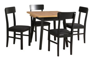 Esstisch ausziehbar Oslo 1 L + 4 Holzstühle Leo 1