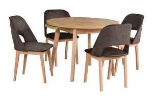Esstisch ausziehbar Oslo 3 L + 4 Holzstühle Monti 2