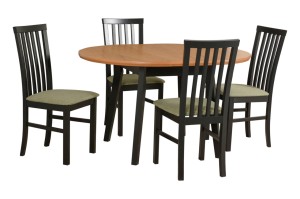 Esstisch ausziehbar Oslo 4 + 4 Holzstühle Milano 1