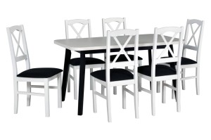 Esstisch ausziehbar Oslo 6 + 6 Holzstühle Nilo 11