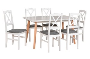 Esstisch Oslo 7 + 6 Holzstühle Nilo 11