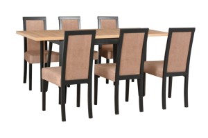 Esstisch ausziehbar Ikon 5 + 6 Holzstühle Roma 3
