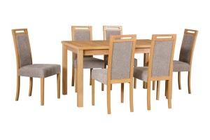 Esstisch ausziehbar Modena 1 + 6 Holzstühle Roma 5