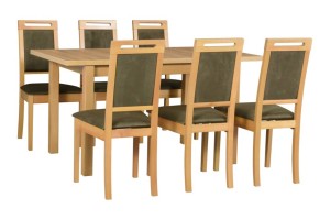 Esstisch ausziehbar Modena 1 + 6 Holzstühle Roma 15