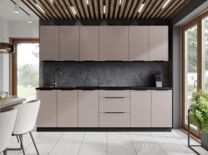 Küchenmöbel-Set "B" Kochzeile Arona Cashmere 260cm mit Arbeitsplatte