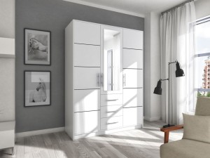 Drehtür Kleiderschrank Bali 3D weiß