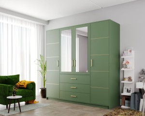 Drehtür Kleiderschrank Bali 4D dunkelgrün