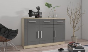 Kommode Paris 3F3S sonoma eiche + graphit