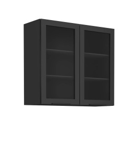 Glas-Hängeschrank 80 GS-72 2F schwarz matt