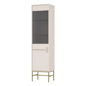 Vitrine Tokio 2F sandbeige Möbelfüße Metallrahmen