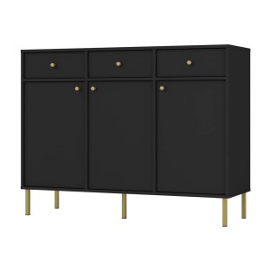 Kommode Tokio 3F3S graphitschwarz Möbelfüße gerade