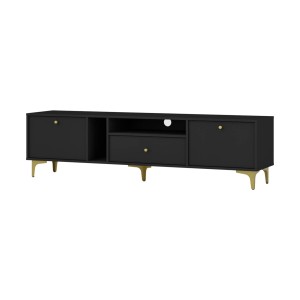 Lowboard TV-Schrank 2K1S graphitschwarz Möbelfüße dreieck