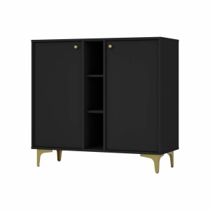 Kommode Tokio 2FO graphitschwarz Möbelfüße dreieck