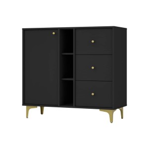 Kommode Tokio 1F3SO graphitschwarz Möbelfüße dreieck