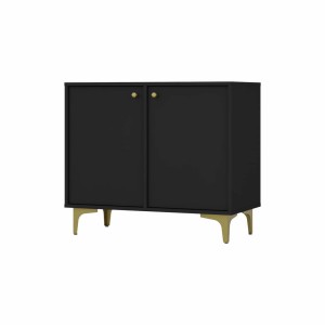 Kommode Tokio 2F graphitschwarz Möbelfüße dreieck