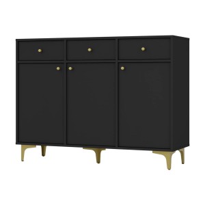 Kommode Tokio 3F3S graphitschwarz Möbelfüße dreieck