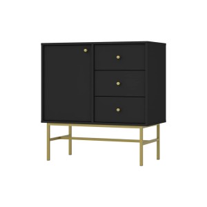 Kommode Tokio 1F3S graphitschwarz Metallrahmenfüße