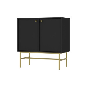 Kommode Tokio 2F graphitschwarz Metallrahmenfüße