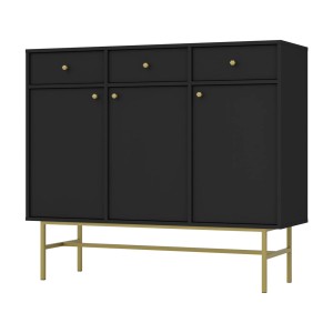 Kommode Tokio 3F3S graphitschwarz Metallrahmenfüße