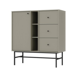 Kommode Tokio 1F3SO eukalyptus Metallrahmenfüße