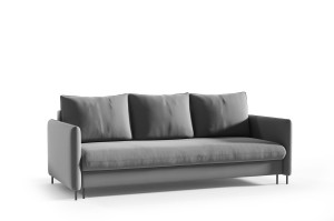 Sofa Bella hellgrau mit Schlaffunktion - Stoff Riviera 91