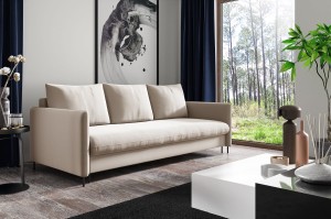 Sofa Bella creme mit Schlaffunktion - Stoff Riviera 21