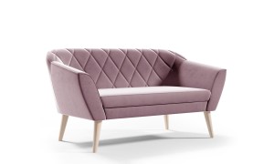 Skandinavisches Sofa Victoria 2-Sitz zartrosa - Stoff Riviera 62