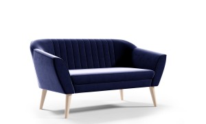 Skandinavisches Sofa Zaya 2-Sitz dunkelblau - Stoff Riviera 81