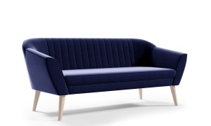 Skandinavisches Sofa Zaya 3-Sitz dunkelblau - Stoff Riviera 81