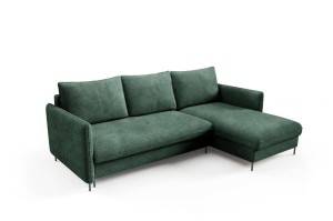 Ecksofa Bella Boucle dunkelgrün mit Schlaffunktion - Stoff Abramio 9