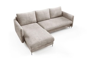 Ecksofa Bella Boucle beige mit Schlaffunktion - Stoff Abramio 03