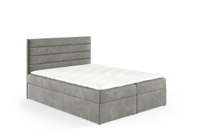 Boxspringbett Bino 200x200cm hellgrau - Stoff Riviera 91