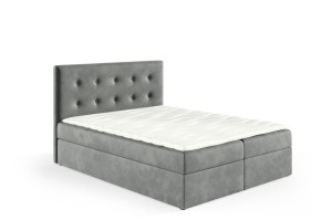 Boxspringbett Lino 120x200cm hellgrau - Stoff Riviera 91