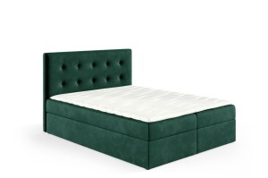 Boxspringbett Lino 140x200cm dunkelgrün - Stoff Riviera 38