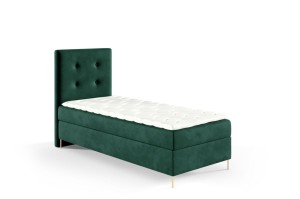 Boxspringbett mit Füßen Lino 90x200cm dunkelgrün - Stoff Riviera 38