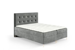 Boxspringbett mit Füßen Lino 160x200cm hellgrau - Stoff Riviera 91