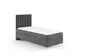 Boxspringbett mit Füßen Lira 90x200cm hellgrau - Stoff Riviera 91
