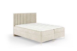 Boxspringbett mit Füßen Lira 140x200cm beige - Stoff Riviera 21