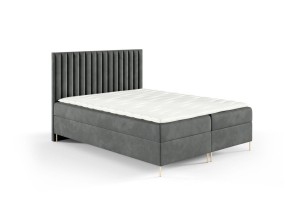 Boxspringbett mit Füßen Lira 140x200cm hellgrau - Stoff Riviera 91