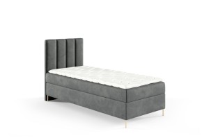 Boxspringbett mit Füßen Nila 90x200cm hellgrau - Stoff Riviera 91