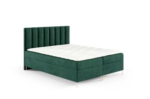 Boxspringbett mit Füßen Nila 140x200cm dunkelgrün - Stoff Riviera 38