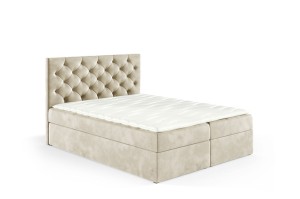 Boxspringbett Lara 140x200cm beige - Stoff Riviera 21