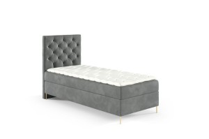 Boxspringbett mit Füßen Lara 90x200cm hellgrau - Stoff Riviera 91