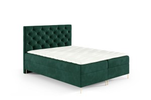 Boxspringbett mit Füßen Lara 160x200cm dunkelgrün - Stoff Riviera 38