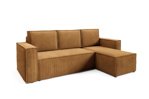 Ecksofa Korda honiggelb mit Schlaffunktion - Stoff Poso 001