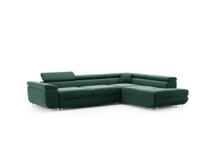 Ecksofa mit verstellbaren Kopfstützen Ontario dunkelgrün - Stoff Monolith 37