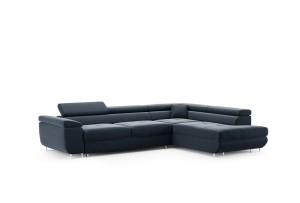 Ecksofa mit verstellbaren Kopfstützen Ontario dunkelblau - Stoff Monolith 77